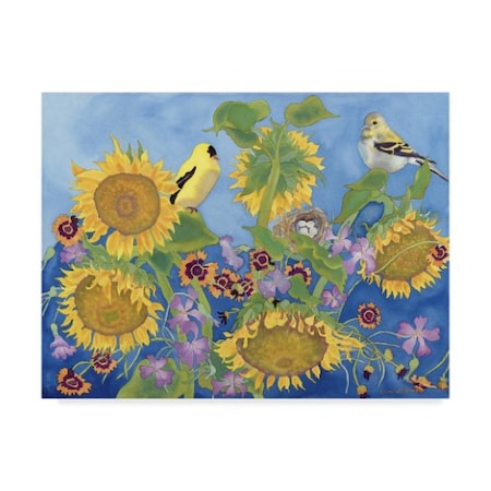 Carissa Luminess 'Goldfinches With Sunflowers' Canvas Art,24x32